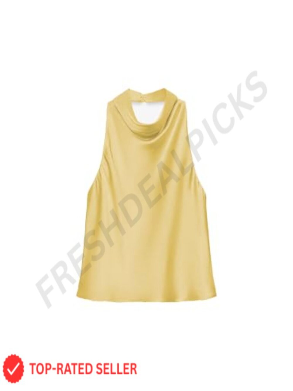 Satin Tank Top Backless Halter Neck Camisole Draped Loose Fit